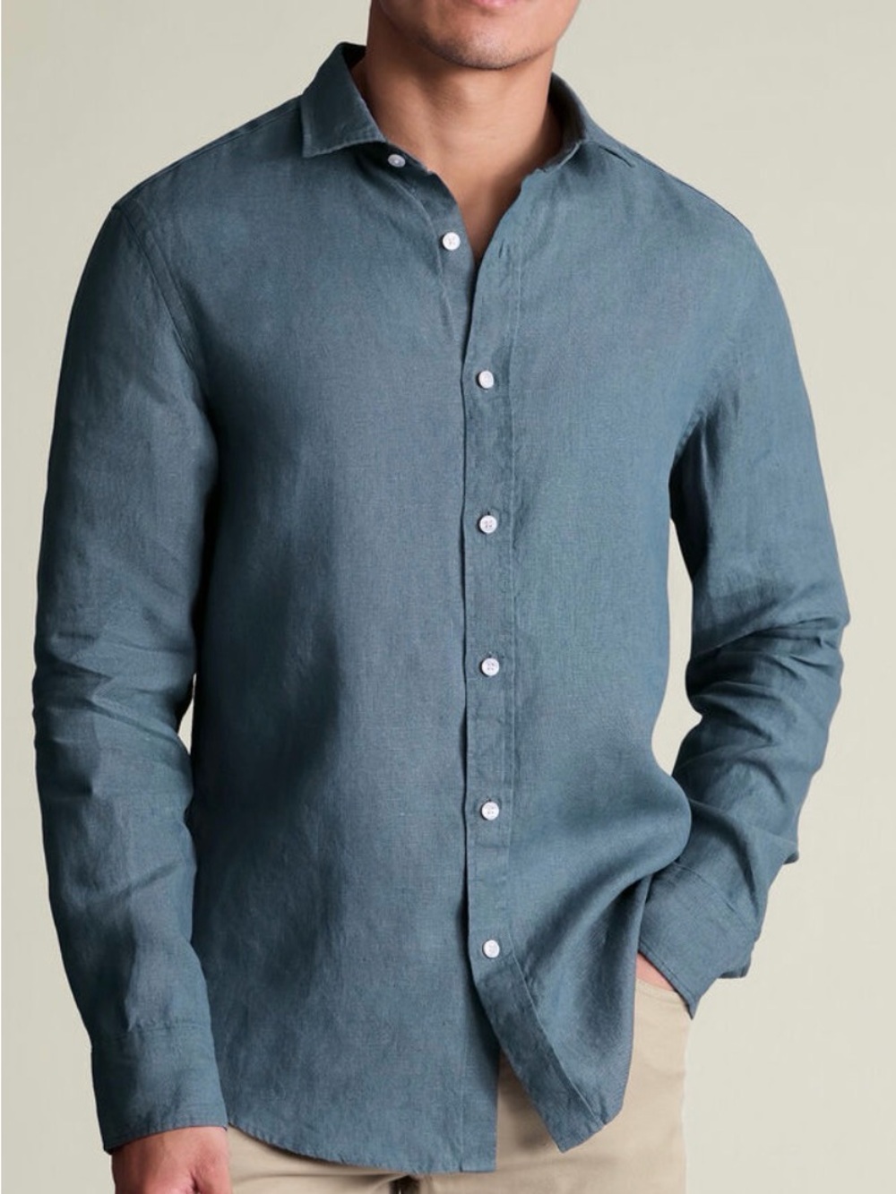 Vintage 100%  Paul Taylor blue linen shirt -15 1/2
